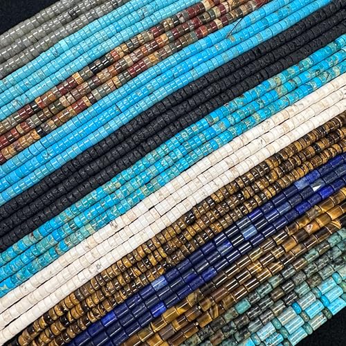 190 Pcs 2x4mm Green Blue Turquoise Stone Bead Irregular Heishi Disc Beads for Bracelets Jewelry Making Crafts - color: Green Blue Turquoise #4, size: 2x4mm