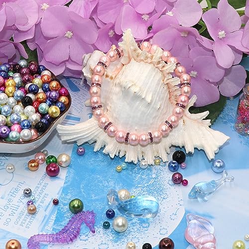 200Pcs Glass Pearl Beads Faux Pearls Round Czech Tiny Satin Luster Spacer Loose Beads Bulk with Holes Handcrafted for DIY Bracelets Jewelry Making Crafts Supplies (4MM, Black) - color: Black, size: 4MM