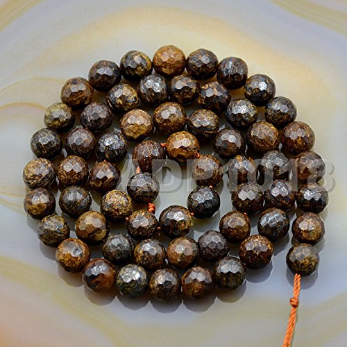 AD Beads Natural Gemstones Faceted Round Spacer Loose Beads 15.5'' 4mm to 10mm (6mm, Faceted Bronzite) - color: Faceted Bronzite, size: 6mm