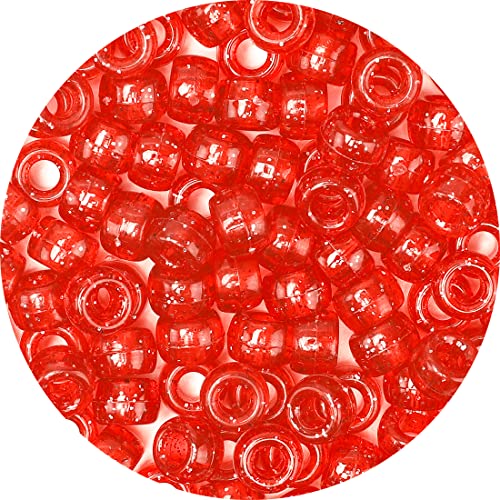 Iooleem Pony Beads(1000pcs Red Glitter Pony Beads), Beads for Jewelry Making, Crafts, Beading Supplies, Arts & Crafts Materials for Jewelry Making. - color: Red Glitter, size: Medium Pack