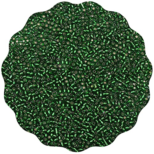 5100 Pcs Size 8/0 Glass Seed Beads, 3 mm Emerald Green Small Mini Spacer Loose Pony Beads for Jewelry Making and DIY Crafts - color: Emerald Green, size: Medium
