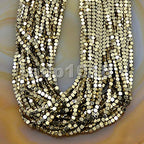 AD Beads Natural Hematite Gemstone Faceted Square Cube Loose Beads 16" 2x2mm 4x4mm (2x2mm, Metallic Pyrite) - color: Metallic Pyrite, size: 2x2mm