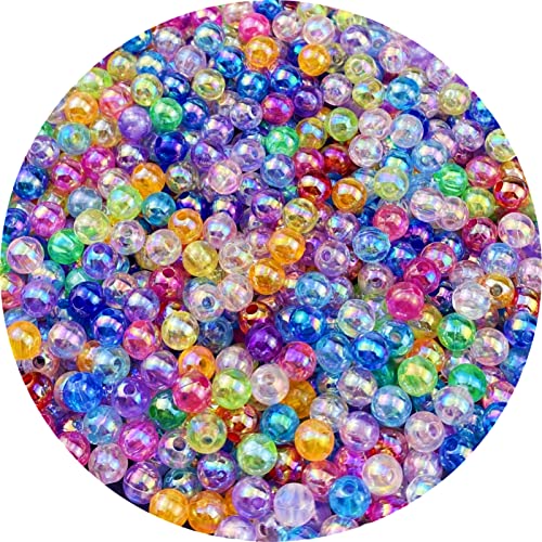 1000 Pcs 6mm Acrylic Round Beads AB Colors Round Spacer Beads for Earring Bracelet Necklace Key Chains Jewelry DIY Craft Making(Mix AB Color) - color: Mix AB Color, size: 6mm