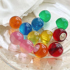 20mm Colorful Round Bead Stud Earrings Resin Transparent Bright Limpid Chuncy Bead Earrings for Women - color: Pink