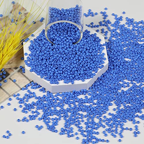 Bala&Fillic 2mm Round Size Seed Beads 10000pcs/110 Grams in Box 12/0 Blue Small Glass Seed Beads for Making Jewelry Earring Bracelets Necklace (Blue) - color: Blue