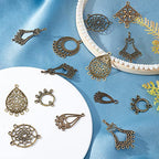 SUNNYCLUE 1 Box 54Pcs 9 Style Tibetan Earring Chandelier Connector Charms Findings Loops Jewelry Making Kit for Earring Drop and Charm Pendant, Antique Bronze - color: 54pcs 9 Style Antique Bronze