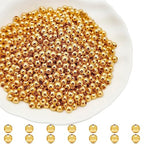 1500Pcs 3.2mm Metallic Plated Round Spacer Beads, Smooth, Crimp Stopper, Bracelet Making Clamp End Spacer Beads for Jewelry Making (K-Gold) - color: K-Gold, size: 3.2mm