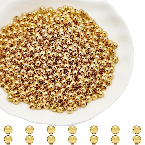 1000Pcs 4mm Metal Spacer Beads Metallic Plated Beads Round Beads Smooth Round Loose Beads Crimp Stopper Beads, Bracelet Making Clamp End Stopper Spacer Beads for Jewelry Making（K-Gold） - color: K-Gold, size: 4mm
