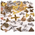stino Metal Charms for Jewelry Making 100gram, Bulk Tibetan Silver & Gold Plated Trinkets for Earring Necklace Jewelry Making and Findings - color: Vehicle Silver & Gold