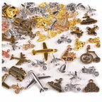 stino Metal Charms for Jewelry Making 100gram, Bulk Tibetan Silver & Gold Plated Trinkets for Earring Necklace Jewelry Making and Findings - color: Vehicle Silver & Gold