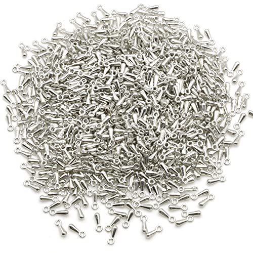 2000 Pieces Extender Chain Extended Extension Chains Tails Clasp Terminators Ends Beads Connector for Crafting (1000pcs Gold and 1000pcs Silver)