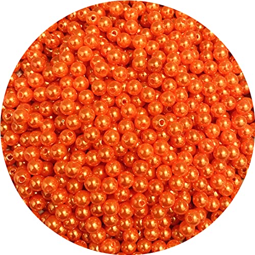 800pcs 6mm Pearl Beads Satin Luste Round Loose Plastic Pearl Craft Beads for Jewelry Making Earring Bracelet Necklace Key Chains Sewing Crafts Decoration (Orange) - color: Orange, size: 6mm