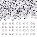 FASHEWELRY 500 Pcs Acrylic Cube Vowel Letter Beads, 6mm Silver Square Initial Alphabet Beads for Friendship Bracelet & Jewelry Making - color: 00-A/E/I/O/U-Silver, size: 6x6x6mm