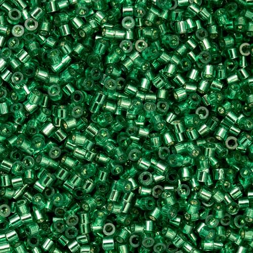 John Bead 25g Cylin Beads Emerald Silver Lined 11/0 Glass Cylindrical Seed Beads for Jewelry Bracelets Necklaces Earrings Making Embroidery - color: Emerald Silver Lined