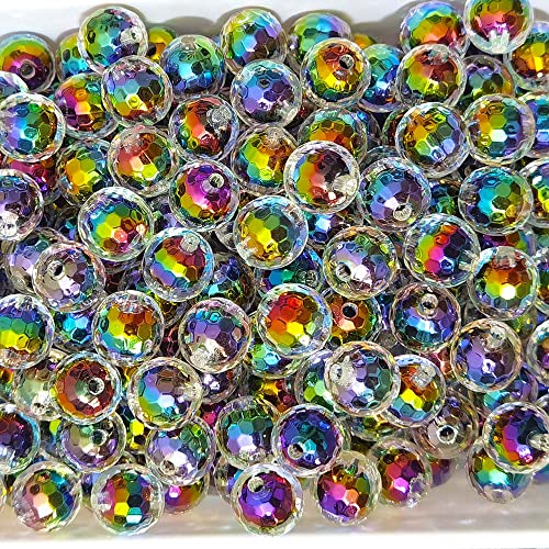 Mixed Lots Shiny AB Color Acrylic Faceted Bead DIY Beading Hairband Bracelets Necklace Craft Embelishment (Gradient) - color: Gradient