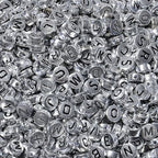 LAIDANLA 1500PCS Acrylic Letter Beads Alphabet Black Letters Silver Round Bead 7×4mm for Jewelry Bracelets Necklaces Key Chains Making - color: L-Black Letter Silver Beads