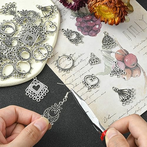KitBeads 60pcs 10 Styles Chandelier Connector Charms Tinetan Chandelier Earring Components Hollow Vintage Filigree Charms for Jewelry Making