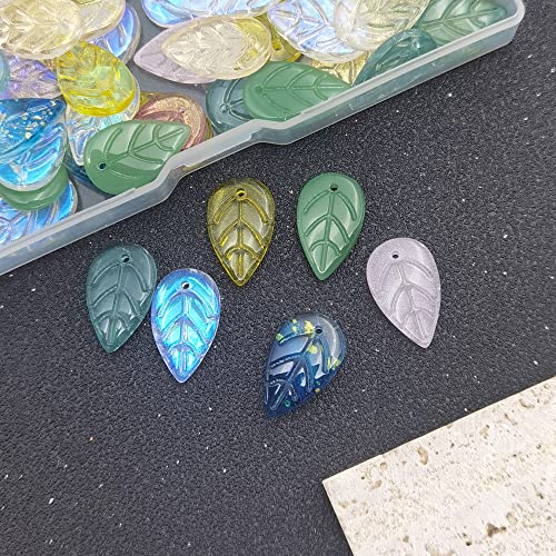 INSPIRELLE 100pcs Leaf Crystal Glass Spacer Beads for Jewelry Bracelet Necklace Making, 11 * 18mm - color: Leaves