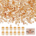 Beebeecraft 1 Box 1000Pcs Crimp Tube Beads 18K Gold Plated Crimping Tube Spacers Cord End Caps 2mm Loose Tiny Stopper Beads for Earring Necklace