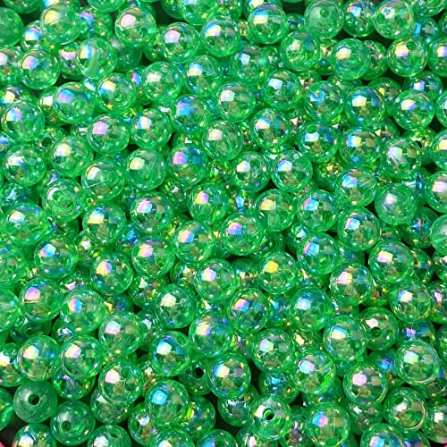 300 Pcs 8mm Acrylic Round Beads AB Colors Round Spacer Beads for Earring Bracelet Necklace Key Chains Jewelry DIY Craft Making(Green AB) - color: Green AB, size: 8mm