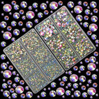 10000Pcs 2-Boxes Mixed Size Hot Fix Round Crystals Gems Glass Stones Hotfix Flat Back Rhinestones with Tweezers and Picking Pencil (Crystal AB) - color: Crystal AB, size: 2-Box (10000pcs)
