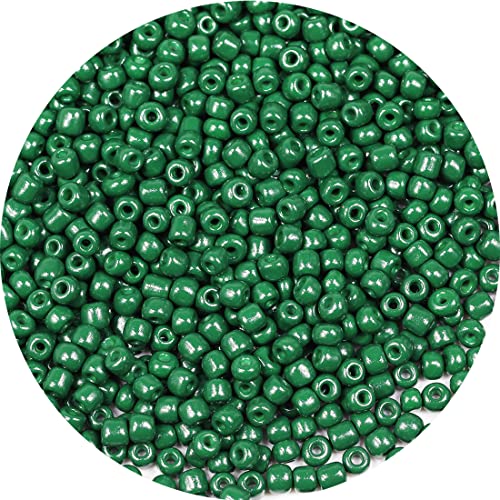 Bala&Fillic Dark Green Color 4mm Seed Beads About 1200pcs/100Grams in Bag, 6/0 Glass Craft Beads for Making Bracelet and Necklace (Dark Green) - color: Dark Green -Size 4mm