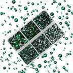 4000pcs Mixed Size Hot Fix Round Crystals Gems Glass Stones Hotfix Flat Back Rhinestones (Emerald) - color: Emerald, size: 4000 Count (Pack of 1)
