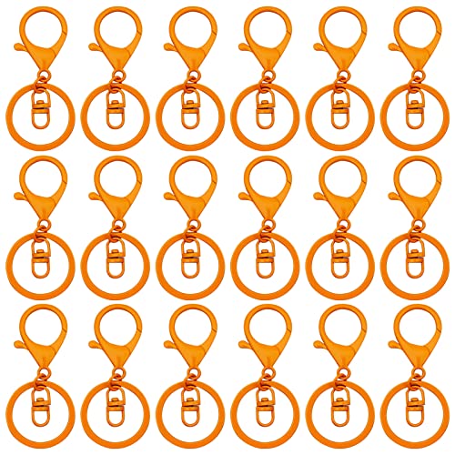 30Pcs Lobster Claw Clasps Keychain for Jewelry Making,Metal Lobster Clasp Swivel Trigger Clips with Swivel Clasps Hook Clips Flat Split Keychain Ring for DIY Craft Jewelry Making(Orange) - color: Orange