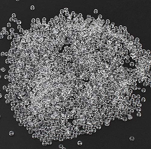 Perlin Glass Seed Beads 3mm 8/0 Round Mini Small Pony Beads 3300pcs for Making Earrings Bracelets Pendants Waist Jewelry DIY Handmade Transparent Color Kit (White) - color: White