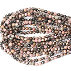 60PCS 6mm Natural Black Line Rhodochrosite Gemstone Smooth Round Loose Beads for Jewelry Making 1 Strand 15" - color: Black Line Rhodochrosite, size: 6mm