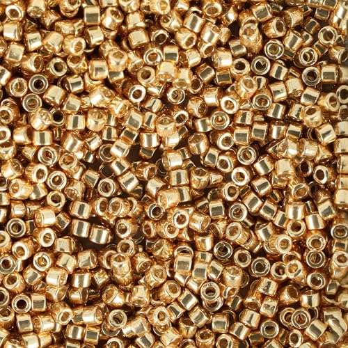 Miyuki Delica Seed Beads – Size 11/0 (1.6 mm), DB1833, Duracoat Galvanized Yellow Gold, 7.2 g, Approx. 1440 Beads, Made in Japan - color: DB1833 - Duracoat Galvanized Yellow Gold