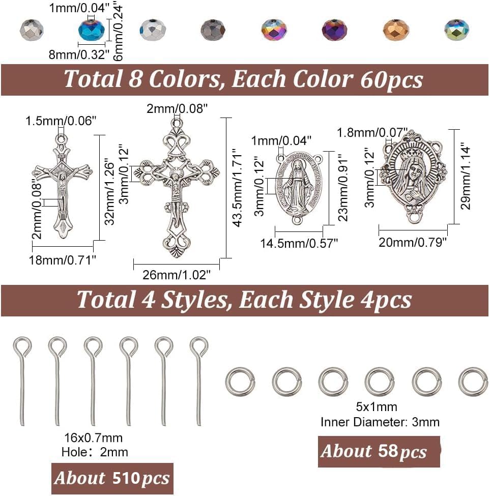 PH PandaHall Rosary Jewelry Making Kit 1064pcs Easter Necklace Making Set Rosary Prayer Making Supplies First Communion Necklace Set Cross Beads Kit for Ramadan Bracelet Necklaces Jewelry Making