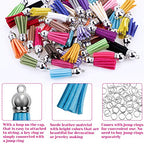 PAXCOO Tassels for Jewelry Making, 50pcs Leather Tassel Keychain Charms Bulk with 50pcs Jump Rings for Bracelets, Acrylic Key Chain Blanks and Craft Supplies - size: 38 mm