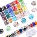 1200Pcs Faceted Rondelle Beads, Messar 6mm Crystal Glass Beads AB Color Plated Bicone Faceted Glass Beads for Bracelet Necklace Jewelry Making Set DIY Craft Projects (24 Mixed Colors)