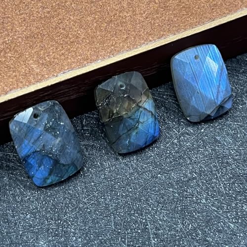 Natural Stone Pendants Faceted Flash Labradorite Stone Beads Flash Crystal Gemstone Charms for Jewelry Making Necklace Bracelet Gift - color: rectangle