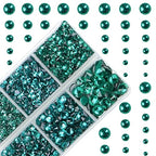 10000Pcs 2-Boxes Mixed Size Hot Fix Round Crystals Gems Glass Stones Hotfix Flat Back Rhinestones with Tweezers and Picking Pencil (Blue Zircon) - color: Blue Zircon, size: 2-Box (10000pcs)