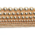 Song Xi 14K Gold Hematite Beads Round Loose Beads for Jewelry Making DIY Bracelets and Necklaces 6mm/60pcs - color: 14k gold, size: 6mm