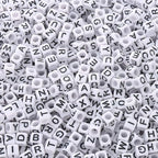 6mm Black and White Acrylic Square Letter Beads White Cube Alphabet Beads Black Letter A-Z Mixed Plastic Shape Loose Beads Mini Size Pony Seed Beads for Making Jewelry, Necklaces - color: white-black(6mm)