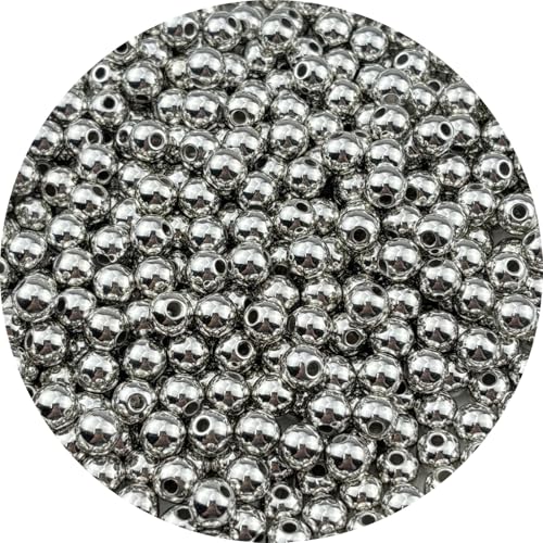 400pcs Silver Plated Round Beads for Craft 8mm Smooth Round Ball Spacer Beads for Jewelry Making DIY Necklaces Bracelets Earrings Decoration - color: Silver, size: 8mm