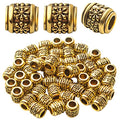 BronaGrand 50pcs Antique Gold Plated Barrel Spacer Beads, Hole: 4.6mm - color: Gold