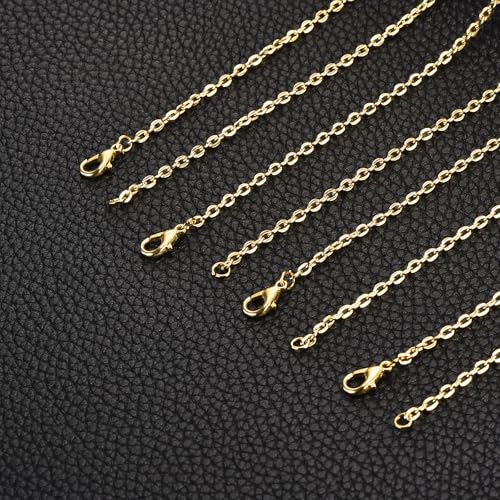 HARFINGTON 20 Pack 18 Inch Necklace Chains Bulk 2.5mm Gold Plated Cable Chains with Lobster Clasps for Jewelry Making - color: Gold, size: 18 Inch x 2.5mm