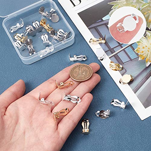 SUNNYCLUE 1 Box 30Pcs 3 Colors Clip on Earrings Findings Round Flat Back Earring Clips Stainless Steel Earring Converters Non-Pierced Earring Settings for Women Adults Jewelry Making DIY Crafts - color: 30pcs 3 Colors Stainless Steel Earring Converters
