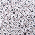200+ Pieces 4x7mm Single Vowel U Letter Beads for Jewelry Making, White Round Acrylic Bulk Alphabet (Black on White) - size: Single letter U 200+ Pcs