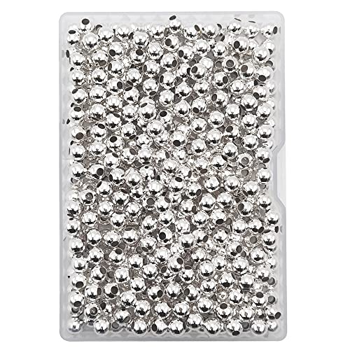 400 Pieces 6mm Silver Iron Metal Spacer Bead Round Loose Beads - size: 6mm