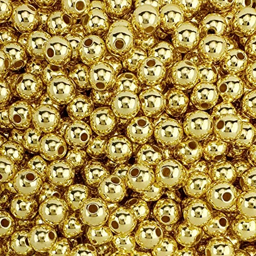 500 Round Gold Acrylic Beads 8mm Diameter with 2mm Hole for Crafts - color: Gold, size: 8mm