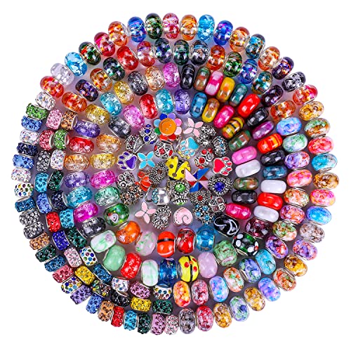 European Large Hole Beads Spacer Beads Charm Fairy Wands Beads Rhinestone Craft Beads for DIY Bracelet Jewelry Making (7 Style 150 Pieces) - color: 7 Style 150 Pieces