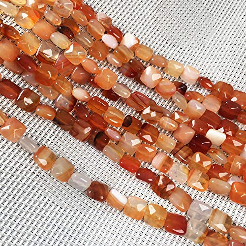 Natural Stone Beads Square Faceted Beading red Agate Gemstone Loose Beads for Jewelry Making 7.9 inches 2 Strands - color: red agate