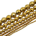AD Beads Natural Faceted & Smooth Metallic Hematite Round Gemstone Loose Beads 16" 2mm 3mm 4mm 6mm 8mm 10mm (4mm, Metallic Gold (Faceted)) - color: Metallic Gold (Faceted), size: 4mm