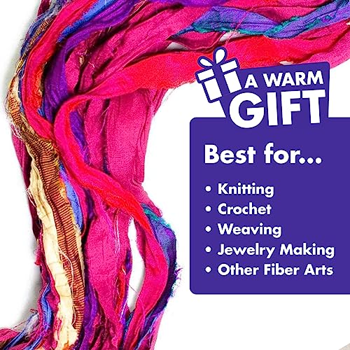 DARN GOOD YARN Recycled Sari Silk Ribbon Yarn “at The Bahamas” Dyeable 100 Grams, 50 Yards, 1 Skein Handmade one of a Kind - color: At the Bahamas