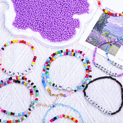 5000pcs Glass Seed Beads, 3mm 8/0 Small Individual Color Seed Beads Mini Pony Bulk for DIY Bracelet Necklaces Wrist Jewelry Making, Light Purple - color: Light Purple